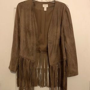 Chico’s Petite 2 Faux Suede Fringe Jacket